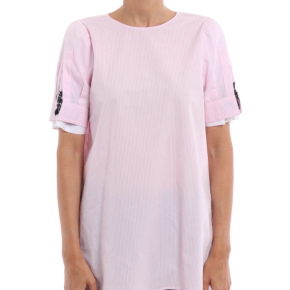 💋Chic Pink Blouse with Embellished Sleeves 121 - Picture 2 of 5